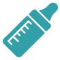 Icon of a baby bottle with line markers